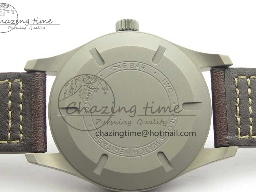 MIROTIME 0328 SmartChoice Mark XVIII IW327006 Titanium M+F 1:1 Best Edition Black Dial on Brown Leather Strap A 7145